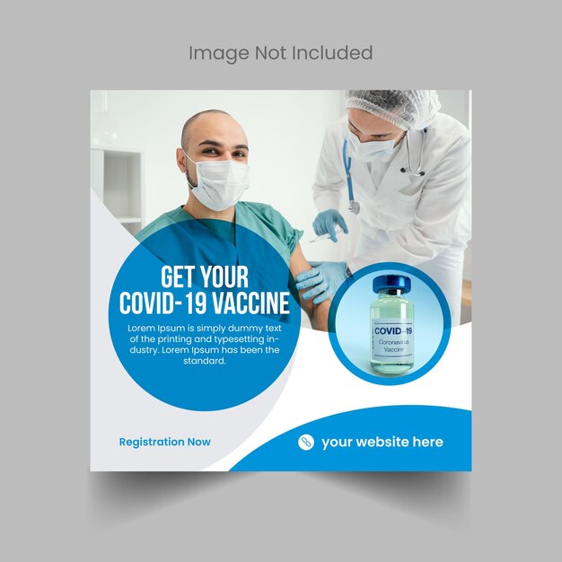 Social-Media-Post- und Web-Banner-Designvorlage für Gesundheitswesen und Covid19-Impfstoff Premium-Vektor