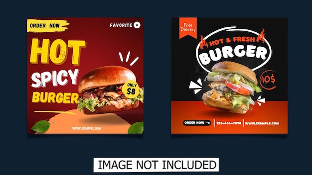 Social Media Post Vorlage für Food Menü Promotion Banner