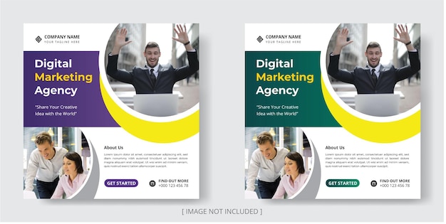 Social-Media-Postdesign und Web-Banner-Vorlage für Agenturen für digitales Marketing