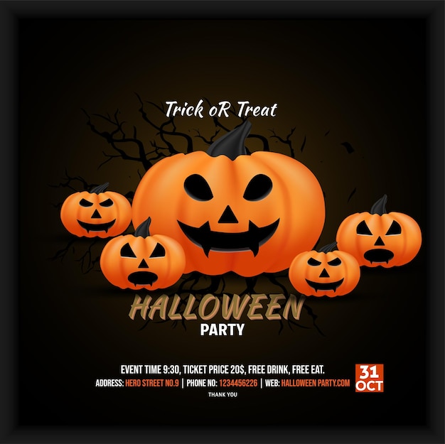 Social-media-poster-flyer-einladung zum feiern der halloween-party