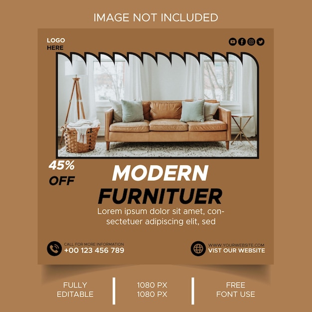 Social-Media-Posts oder Instagram-Banner-Vorlage für den Möbelverkauf