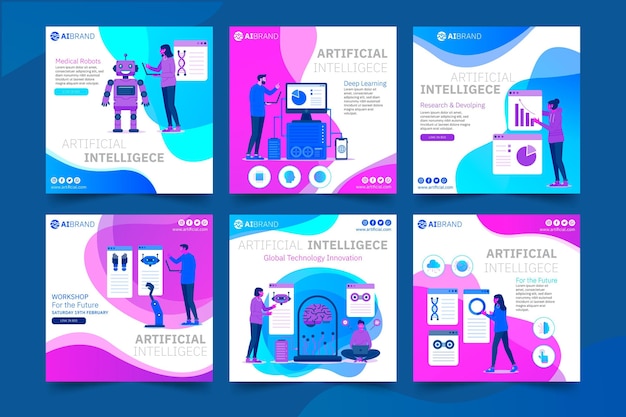 Vektor social media postvorlage für künstliche intelligenz