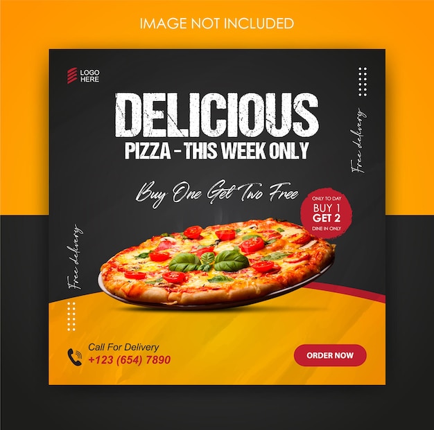Social Media Promotion Pizza Essen und Instagram Post Design Vorlage