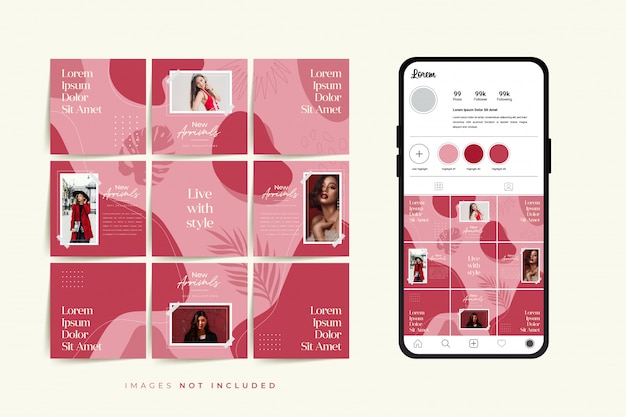 Vektor social media puzzle frame grid post vorlage für modeverkaufsförderung