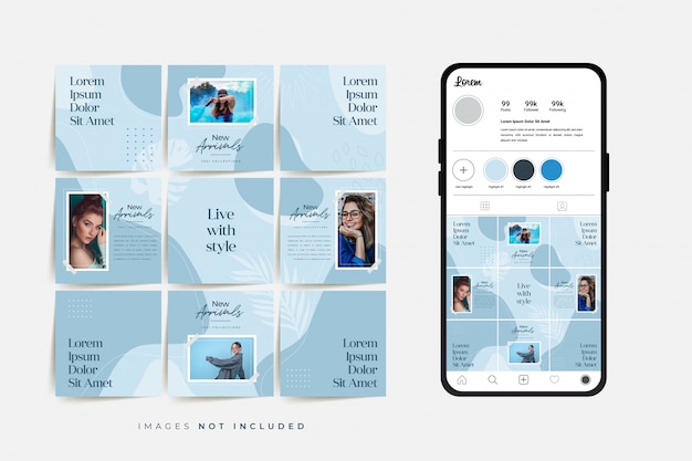 Vektor social media puzzle frame grid post vorlage für modeverkaufsförderung