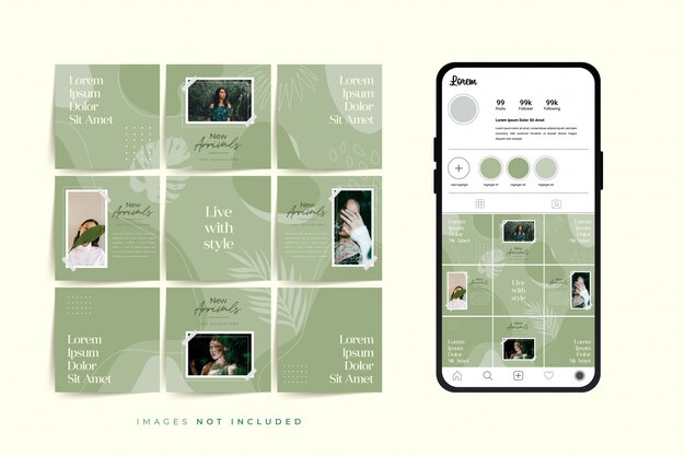 Social media puzzle frame grid post vorlage für modeverkaufsförderung