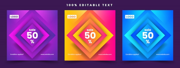 Social media sale werbe gradient ad banner post vorlage