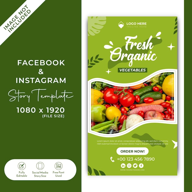 Social Media Story kostenlose Vektor-Story-Vorlage für Bio-Gemüse
