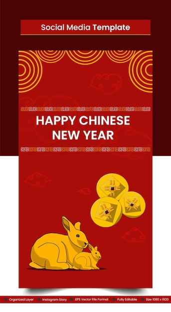 Vektor social-media-story zum chinesischen neujahr