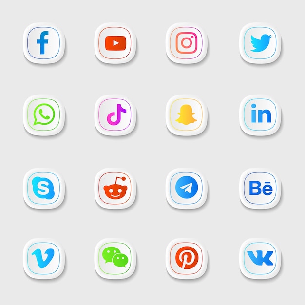 Social-media-symbole in weißer farbe