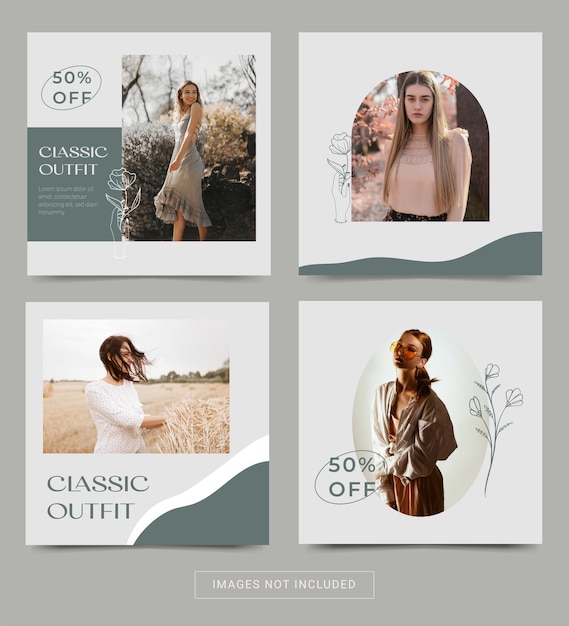 Social media template banner fashion sale promotion voll editierbarer instagram square post flyer