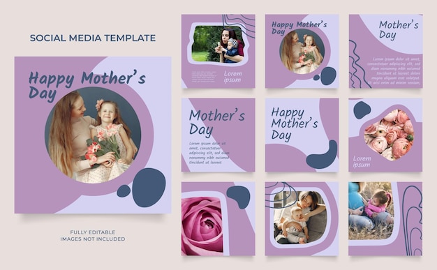 Social media template banner mothers day design promotion voll editierbares instagram und facebook square post frame puzzle organic sale poster