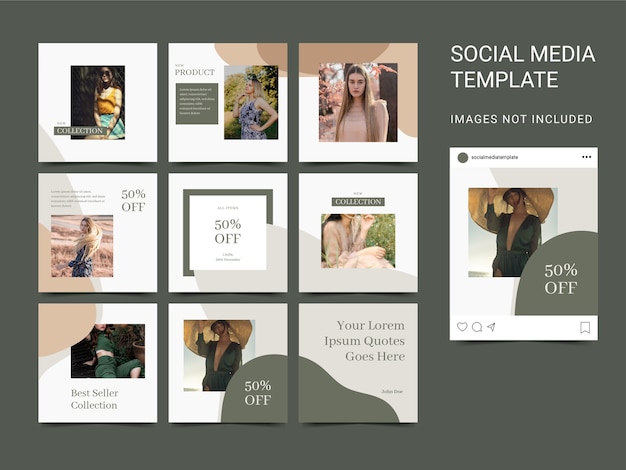 Social media template puzzle square mit ästhetischer farbe