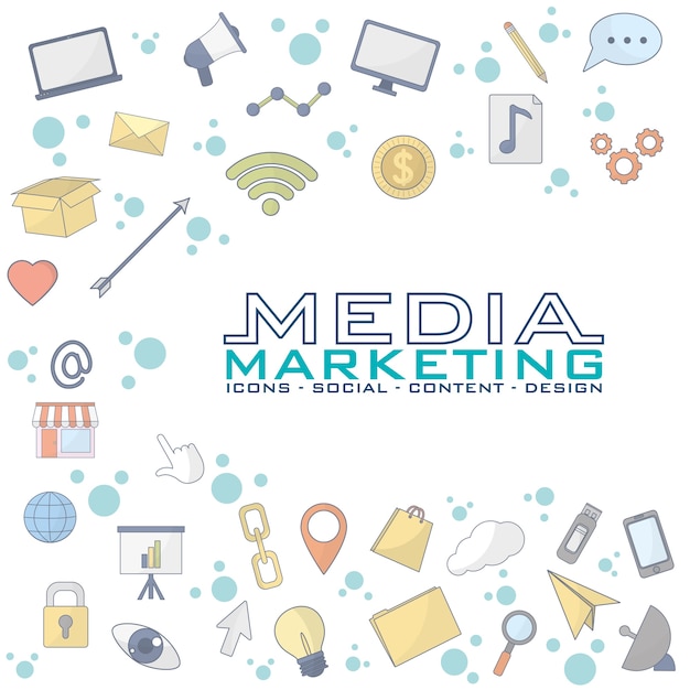 Social Media und digitale Marketing-Symbole
