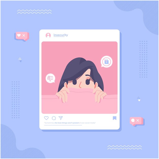 Social Media Unsicherheit Konzept Illustration Hintergrund