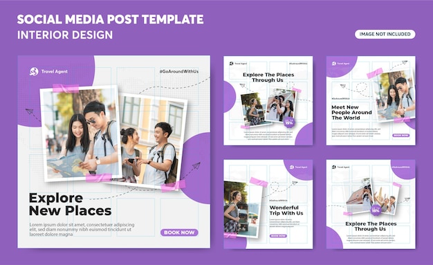 Vektor social-media-vorlage für reisebüros
