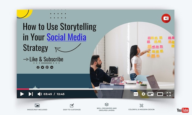Social Media Workshop YouTube Thumbnail Vorlage Vector Premium