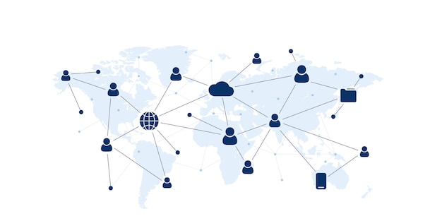 Social-network-benutzer-internet-illustration punkte, die miteinander verbunden sind, bilden ein netzwerk