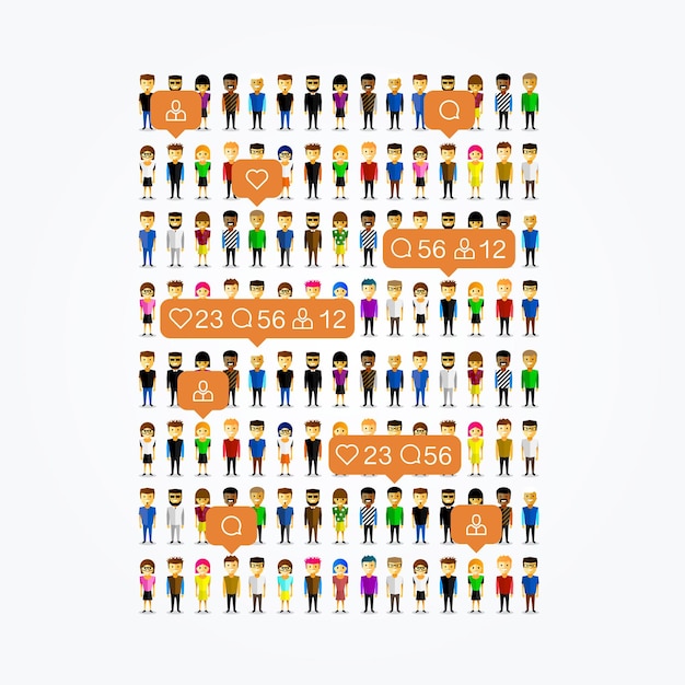 Social people app wie symbole auf dem weißen hintergrund. vektor-illustration