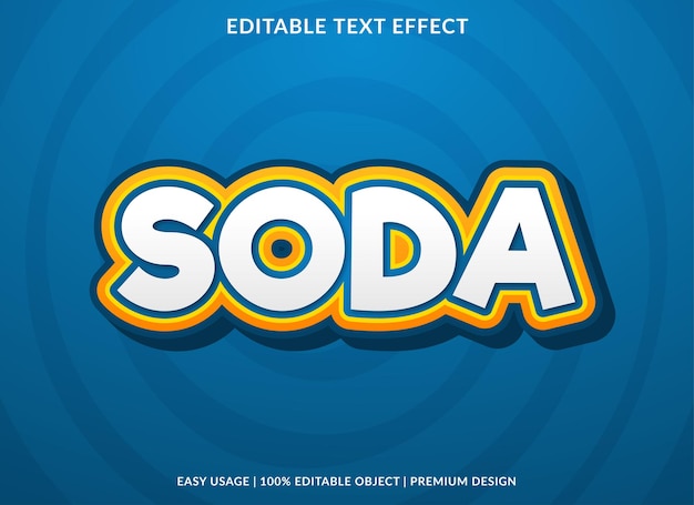 Soda editierbare texteffektvorlage mit 3d-stil und abstraktem hintergrund