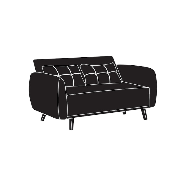 Sofa mit zwei kissen einfache silhouette symbol möbel und innendekoration und design