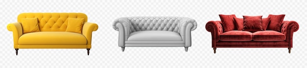 Sofa-Vektor-Set isoliert auf weiß