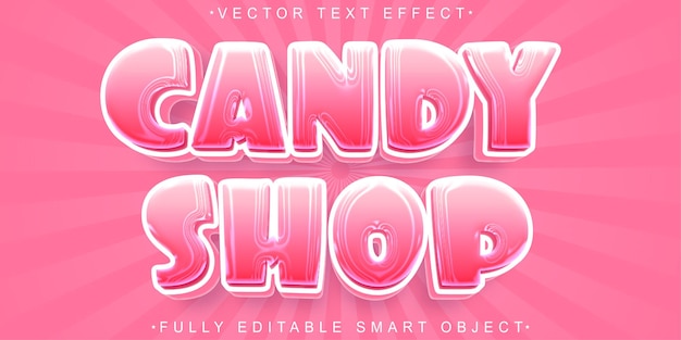 Soft Pink Candy Shop Vector Vollständig bearbeitbares Smart Object Text-Effekt