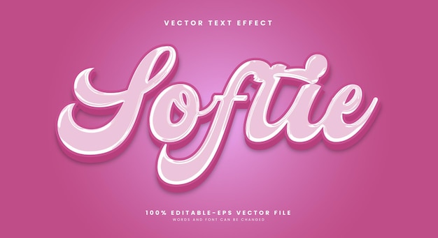 Softie-Pink-Stil 3D-Editierbare Texteffektvorlage