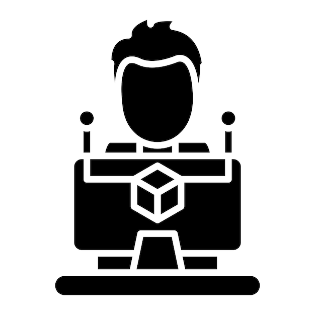 Software-Entwickler-Glyphe, solide schwarze Illustration