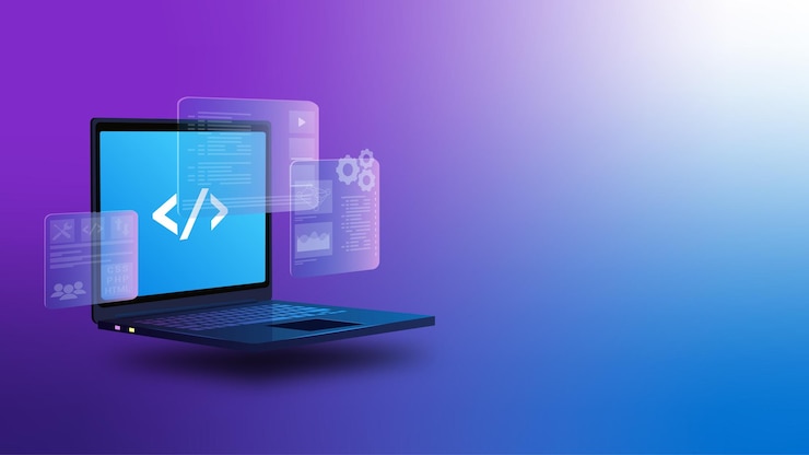 Vektor software-entwicklung codierungskonzept programmierung laptop-schnittstelle