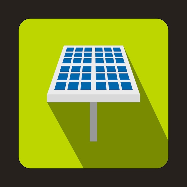 Solarbatterie-symbol im flachen stil mit langem schatten innovationssymbol