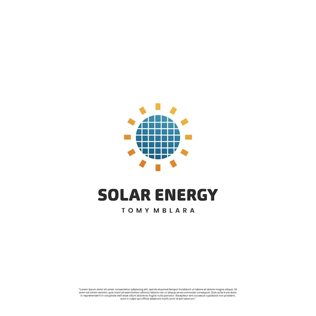 Solarenergie-logo-design auf isoliertem hintergrund sonnenstrahl kombiniert mit solarpanel-logo-konzept