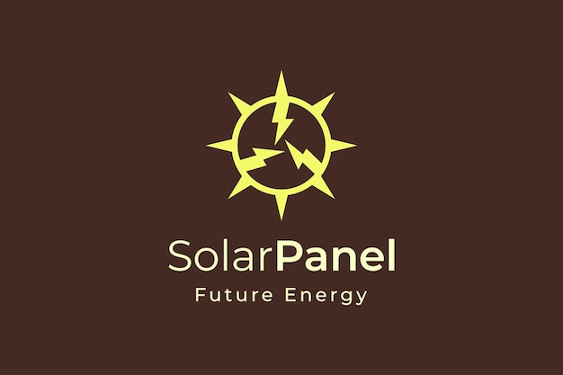 Solarpanel-energielogo mit einfacher und moderner form für stromerzeugungs- und installationsunternehmen