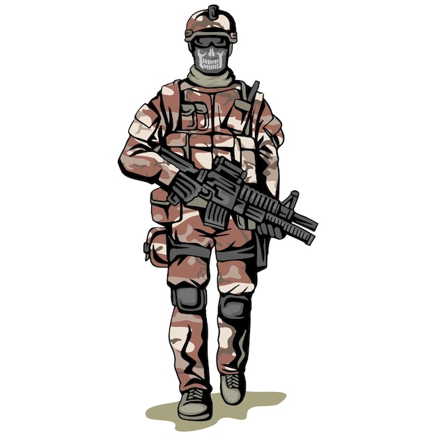 Soldat mit einer Waffe in Tarnung