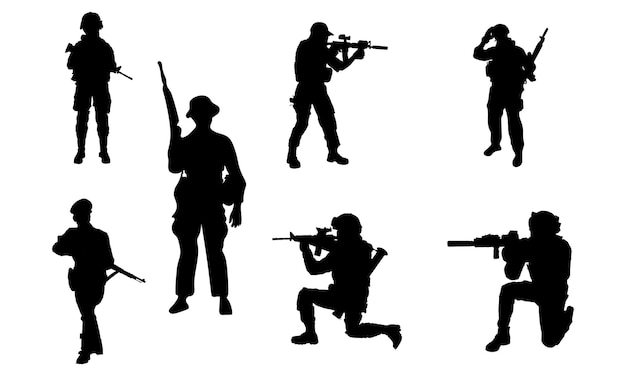 Soldaten silhouette vektor ein einfach gestalteter soldat in schwarz und weiß ein krieger im krieg