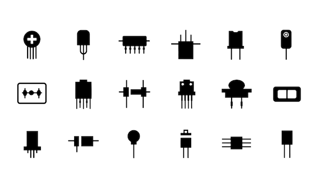 Solide Elektronik-Elemente Transistor-Diode-IC-Widerstand-Sensor-Symbolensammlung für Ingenieure