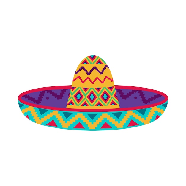 Vektor sombrero-hut-illustration traditionelles mexikanisches kostümelement, isoliert auf weißem hintergrund cinco