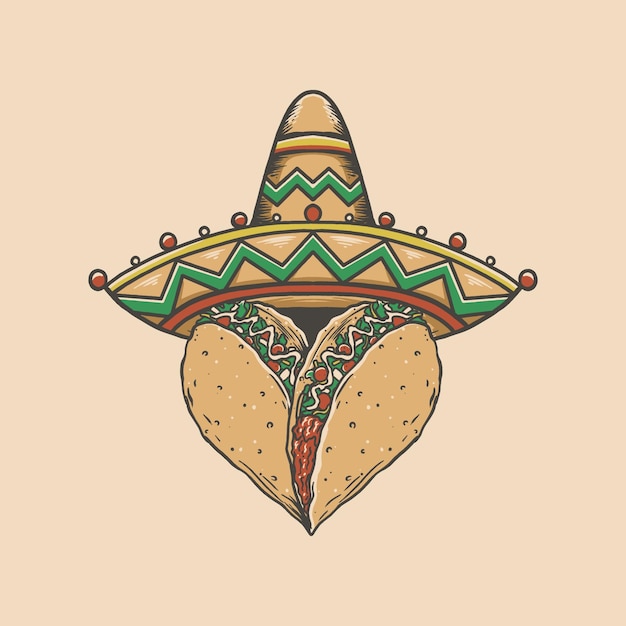 Sombrero mexikanische liebe taco logo vektor