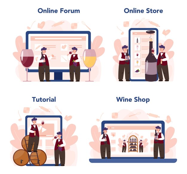 Sommelier Online-Service oder Plattform-Set