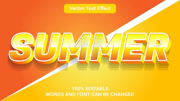 Vektor sommer 3d bearbeitbarer texteffekt mit modernem stil