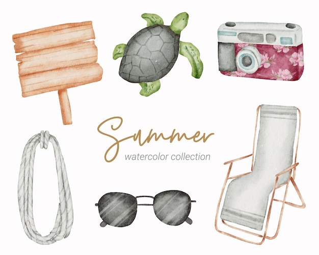 Sommer-aquarell-elementsammlung