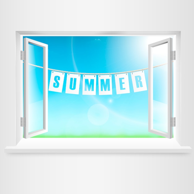 Vektor sommer banner aus fenster hängen