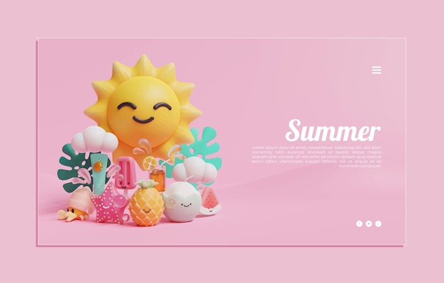 Sommer banner vorlage mit lächelnder sonne illustration