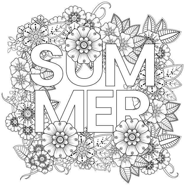 Sommer-banner-vorlage mit mehndi-blume