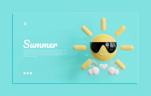 Sommer-Banner-Vorlage mit Sonne Illustration