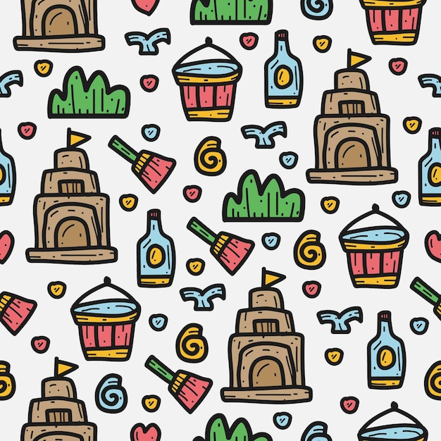 Sommer cartoon doodle pattern design