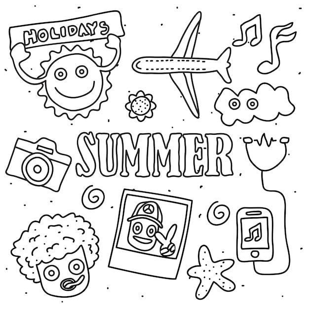 Sommer-doodle-sammlung