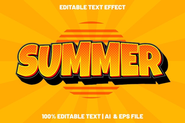 Sommer editierbarer Texteffekt-Cartoon-Stil