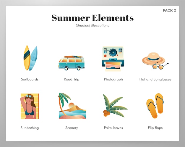 Sommer-elemente-icon-pack