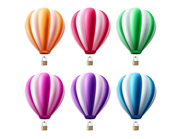Sommer-Heißluftballons Vektor-Set-Design Heißluftballon-Sommerelement-Kollektion für Tour